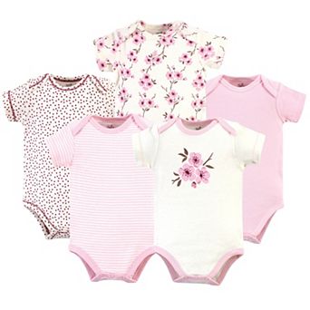 Touched by Nature Baby Girl Organic Cotton Bodysuits 5 pk Cherry Blossom