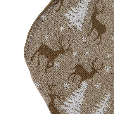 20" Brown Reindeer Christmas Stocking with Faux Fur Cuff