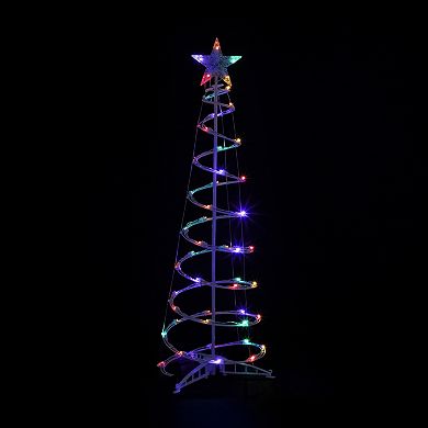 Set of 2 LED Lighted Multi-Color Outdoor Spiral Christmas Cone Trees 3' 4'