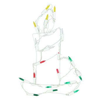 12" Lighted White Battery Operated LED Candle Christmas Window Silhouette Decoration