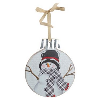 9.5" Black and Red Smiling Snowman Christmas Wall Decor