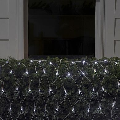 2' x 8' Pure White LED Wide Angle Net Style Column Wrap Christmas Lights White Wire