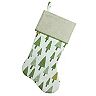 18.5" Green and White Christmas Stocking with Flax Cuff