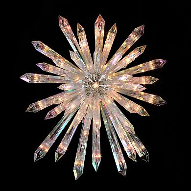 14" Clear Lighted Iridescent Icicle Christmas Tree Topper - Clear Lights