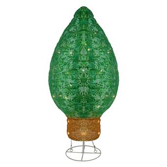 32" Green LED Lighted Retro Light Bulb Outdoor Christmas Decoration