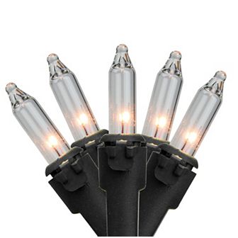 100-Count Clear Mini Christmas String Light Set - 20.25ft Black Wire