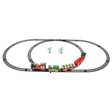 21pc Red Battery Operated Lighted and Animated Classic Train Set