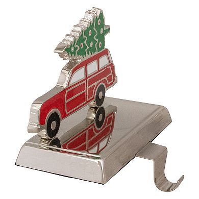 5.25" Red Vintage Station Wagon Car with Tree Christmas Stocking Holder