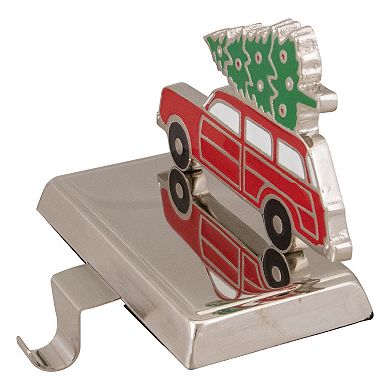 5.25" Red Vintage Station Wagon Car with Tree Christmas Stocking Holder