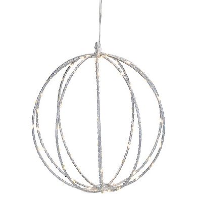 8-Inch LED Lighted Christmas Hanging Ball Decoration - Warm White Lights