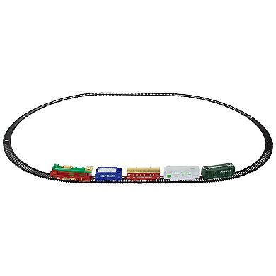 21 Pc Green and Red Battery Operated Lighted and Animated Classic Train Set