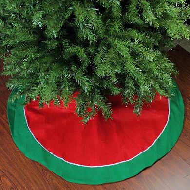 48" Red and Green Traditional Christmas Tree Skirt