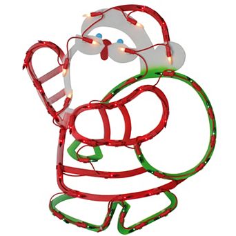 Lighted Santa Claus with Gift Sack Christmas Window Silhouette - 17.5 Inch