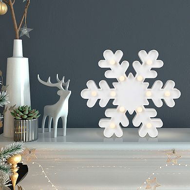 9.5" LED Lighted White Snowflake Christmas Marquee Sign