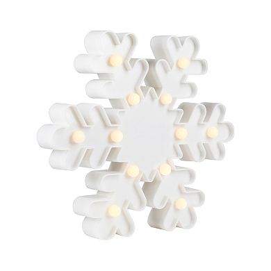 9.5" LED Lighted White Snowflake Christmas Marquee Sign