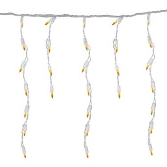 100 Count Opaque Gold Mini Icicle Christmas Lights - 3.5 ft White Wire