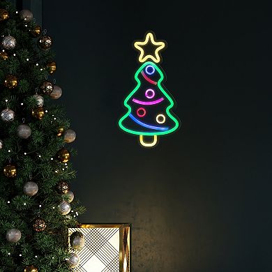 15" LED Lighted Neon Christmas Tree Wall Sign