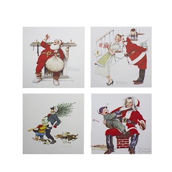 Set of 4 Classic Norman Rockwell Christmas Scene Canvas Prints