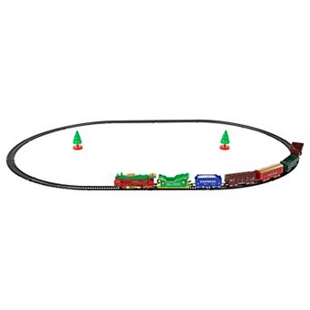 23 pc Battery Operated Lighted and Animated Classic Christmas Train Set with Oval Track