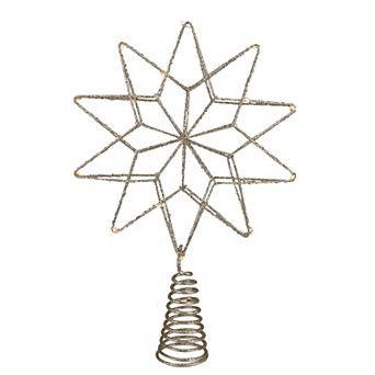 12" LED Lighted B/O Gold Glittered Geometric Star Christmas Tree Topper - Warm White Lights