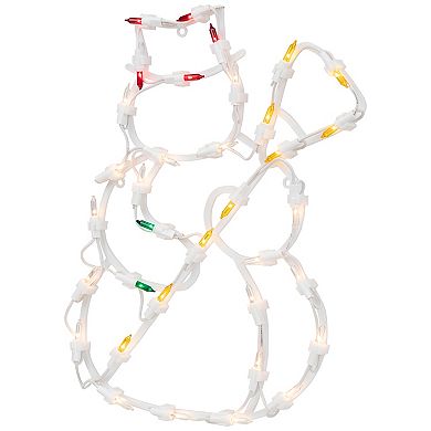 15" Red and Yellow Lighted Snowman Christmas Window Silhouette Decoration