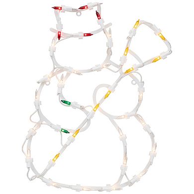 15" Red and Yellow Lighted Snowman Christmas Window Silhouette Decoration