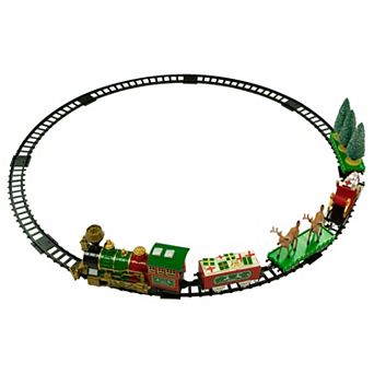 22 pc Battery Operated Lighted and Animated Christmas Train Set with Working Smokestack