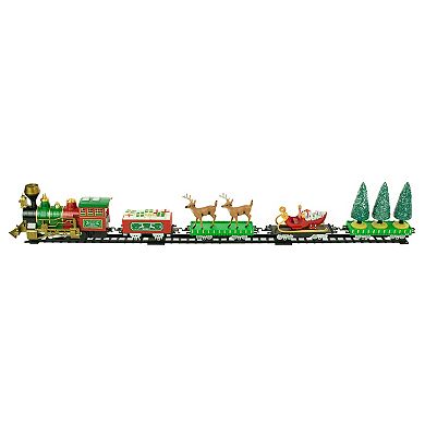22pc Battery Operated Lighted and Animated Christmas Train Set with Working Smokestack