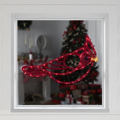 Lighted Red Cardinal Bird Christmas Window Silhouette 12.5 Inch