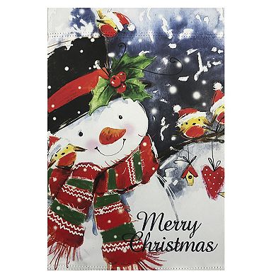 Snowman and Yellow Birds Merry Christmas Outdoor Garden Flag 28" x 40"