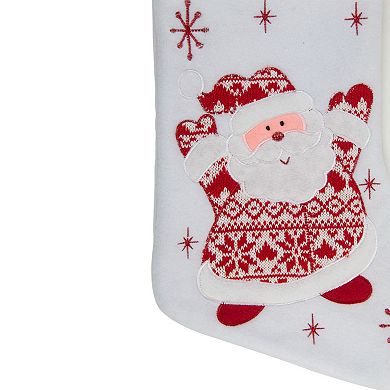 19" Red and White "Let It Snow" Santa Claus Embroidered Christmas Stocking