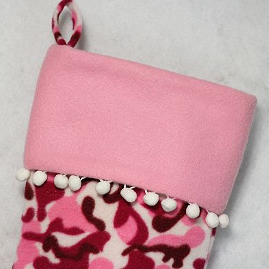 15.75" Pink and Brown Camouflage Christmas Stocking with Cuff
