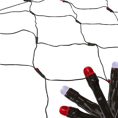 2' x 8' Red and White Micro LED Net Style Tree Trunk Christmas Lights Brown Wire