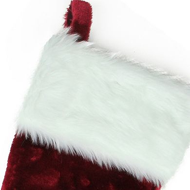 20" Burgundy and White Traditional Christmas Stocking