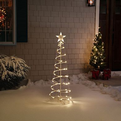 4ft LED Lighted Spiral Cone Tree Outdoor Christmas Decoration Warm White Lights