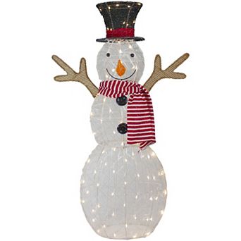 48" LED Lighted Snowman with Top Hat and Red Scarf Outdoor Christmas Decoration