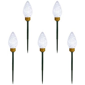 5 ct LED Lighted C9 Christmas Pathway Marker Lawn Stakes - Clear Lights
