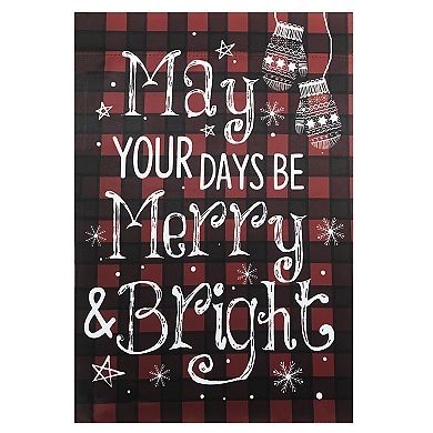 Red Buffalo Plaid Merry and Bright Christmas Garden Flag 28" x 40"