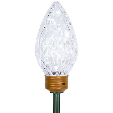 3ct Clear LED Jumbo C9 Bulb Christmas Pathway Marker Lawn Stakes - 3 ft White Wire