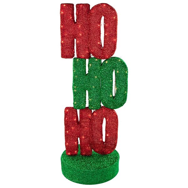 39" Lighted Red and Green 'Ho Ho Ho' Outdoor Christmas Sign Decoration