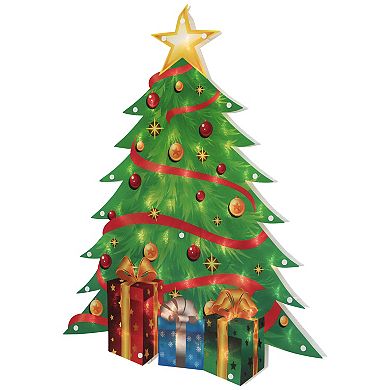 22.5" Lighted Christmas Tree with Presents Window Silhouette