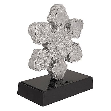 Silver Glittered LED Lighted Snowflake Christmas Stocking Holder 7"