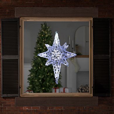 24" White and Blue LED Bethlehem Star Hanging Christmas Decoration