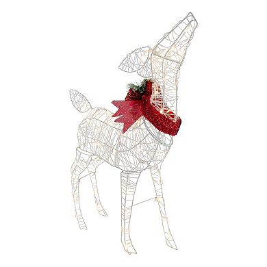 35" LED Lighted Standing Reindeer with Bow Outdoor Christmas Decoration
