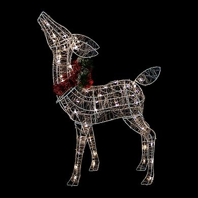 35" LED Lighted Standing Reindeer with Bow Outdoor Christmas Decoration