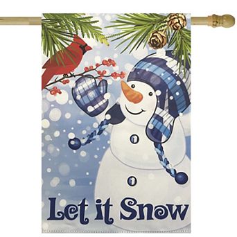 Let It Snow Snowman and Cardinal Outdoor Garden Flag 28" x 40"