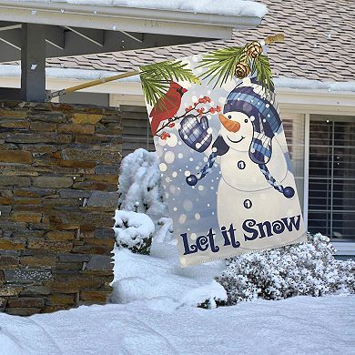 Let It Snow Snowman and Cardinal Outdoor Garden Flag 28" x 40"