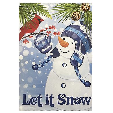Let It Snow Snowman and Cardinal Outdoor Garden Flag 28" x 40"