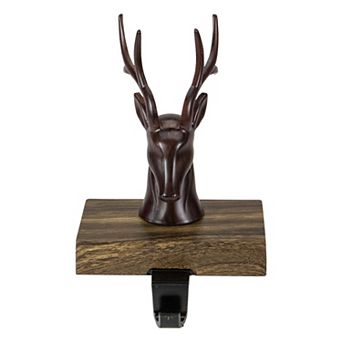 7.5" Brown Marbled Buck Deer Head Christmas Stocking Holder