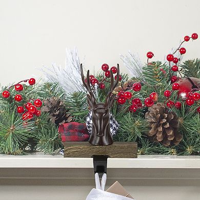 7.5" Brown Marbled Buck Deer Head Christmas Stocking Holder